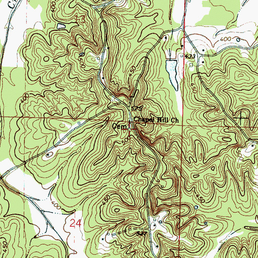 Topographic Map of Chapel Hill Cemetery, MS