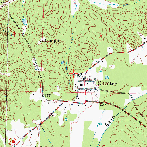 Topographic Map of Chester Cemetery, MS