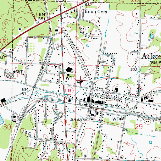 Topographic Map of Choctaw County Medical Center Hospital, MS