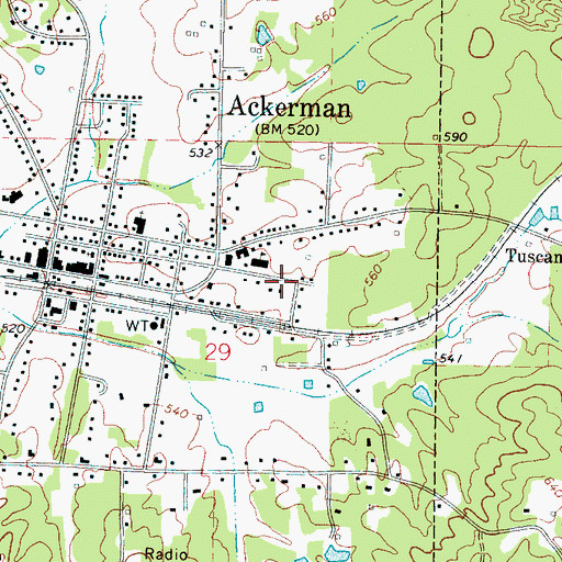 Topographic Map of Choctaw County Vocational Technical School, MS