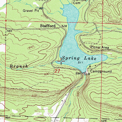 Topographic Map of Bob Barnes Branch, AR