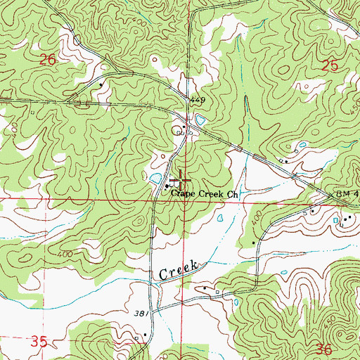 Topographic Map of Crape Creek Cemetery, MS