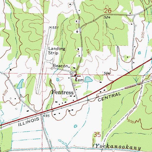 Topographic Map of Fentress Cemetery, MS