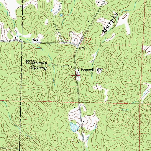 Topographic Map of Freewill Cemetery, MS