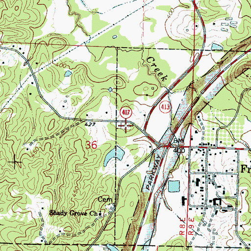 Topographic Map of French Camp Cemetery, MS