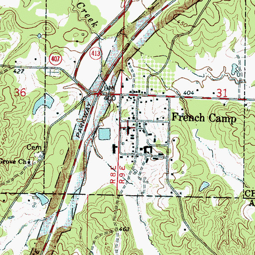 Topographic Map of French Camp Elementary School, MS