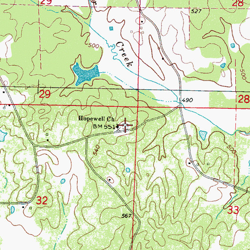 Topographic Map of Hopewell Cemetery, MS