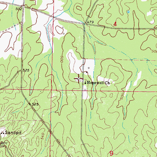 Topographic Map of Hopewell Cemetery, MS