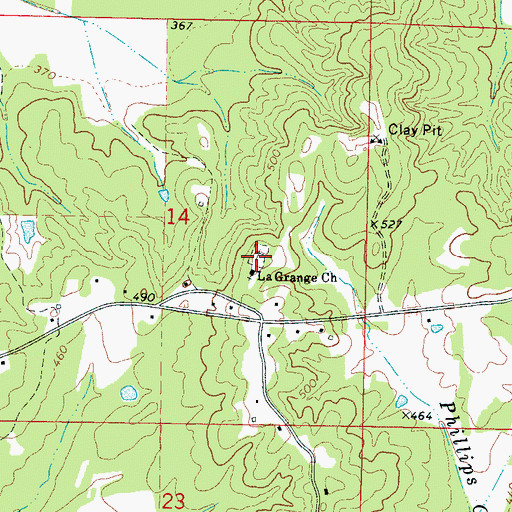 Topographic Map of La Grange Cemetery, MS