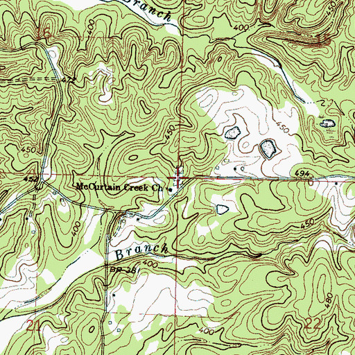 Topographic Map of McCurtin Creek Cemetery, MS