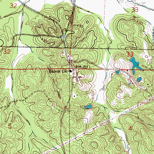 Topographic Map of Salem Cemetery, MS