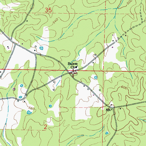 Topographic Map of Salem Cemetery, MS