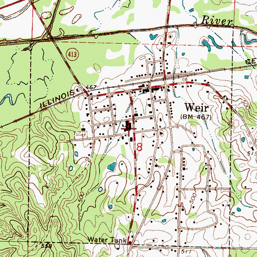 Topographic Map of Weir Elementary School, MS