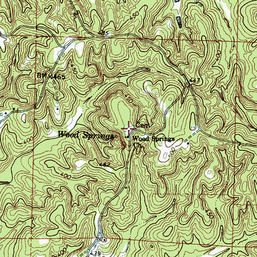 Topographic Map of Wood Springs Cemetery, MS