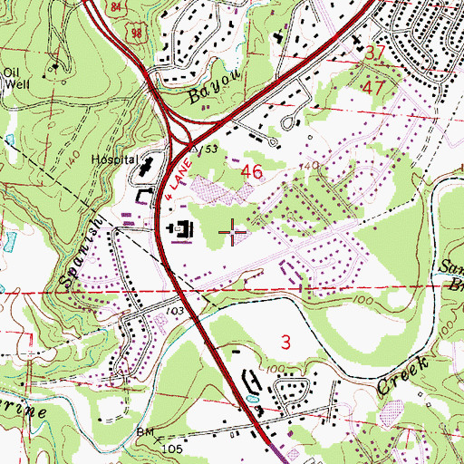 Topographic Map of Natchez Community Hospital, MS
