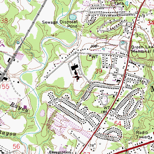 Topographic Map of Morgantown Elementary School, MS