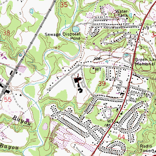 Topographic Map of Morgantown Middle School, MS
