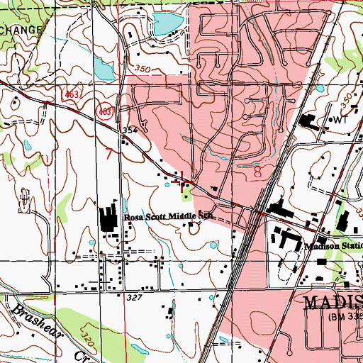 Topographic Map of Pilgrim Rest Baptist Church, MS