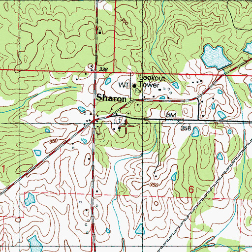 Topographic Map of Sharon Methodist Church, MS
