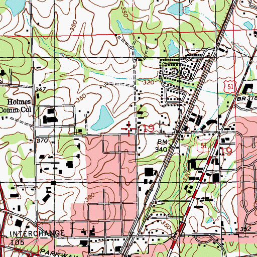 Topographic Map of Zion Hill Methodist Church, MS