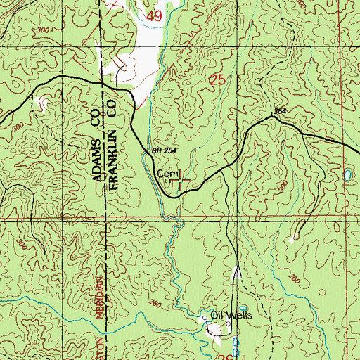 Topographic Map of Beach Cemetery, MS