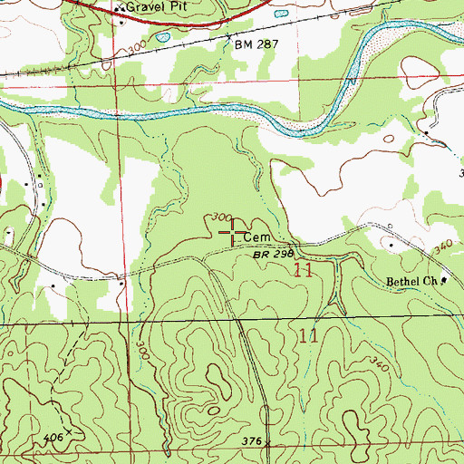 Topographic Map of Bockles Cemetery, MS