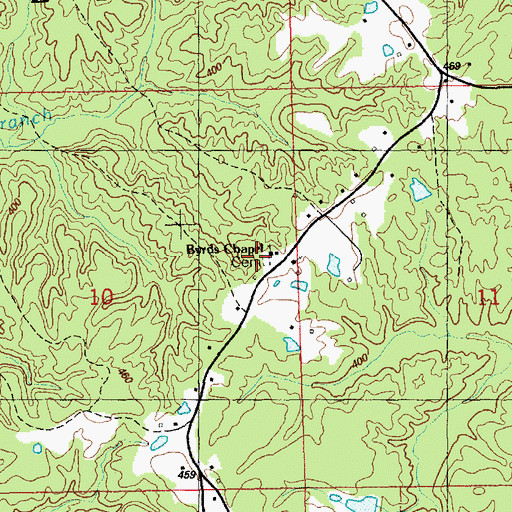 Topographic Map of Byrds Chapel Cemetery, MS