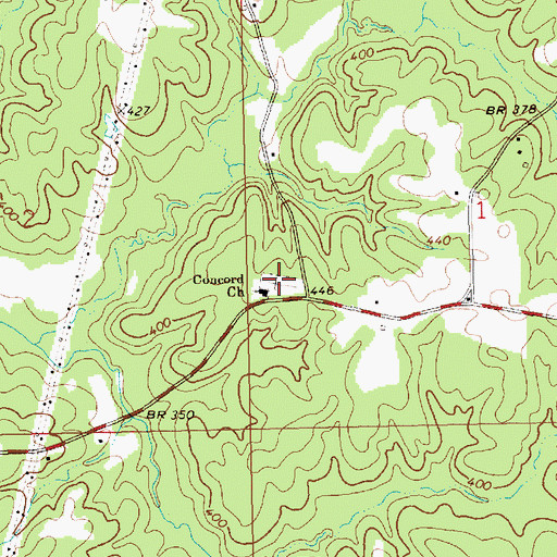 Topographic Map of Concord Cemetery, MS