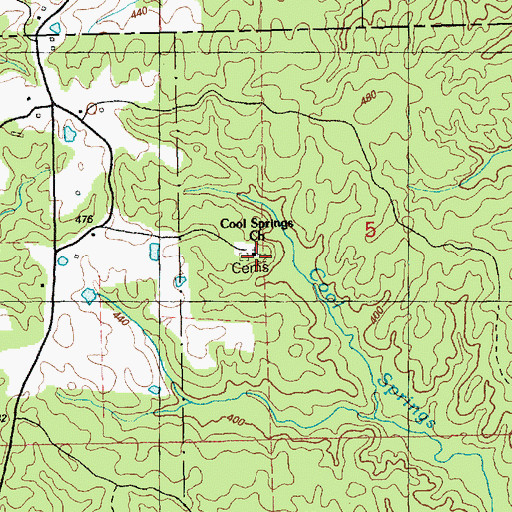 Topographic Map of Cool Springs Cemetery, MS
