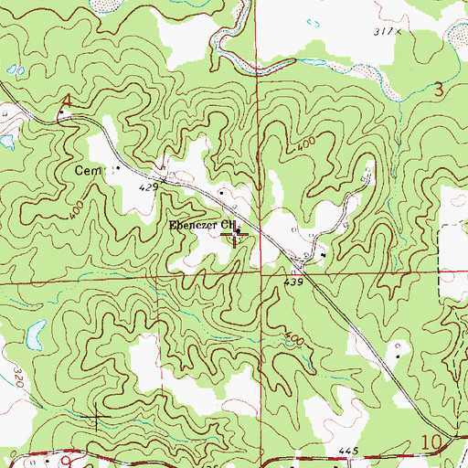 Topographic Map of Ebenezer Cemetery, MS