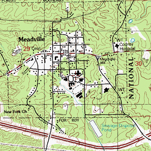 Topographic Map of Frankin Elementary School, MS