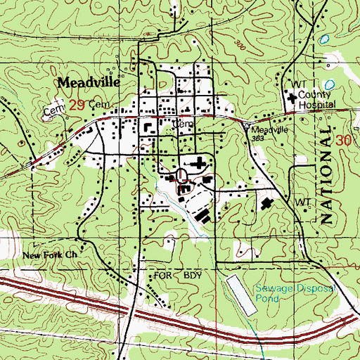 Topographic Map of Franklin High School, MS