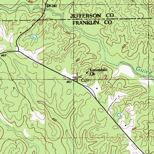 Topographic Map of Greendale Cemetery, MS