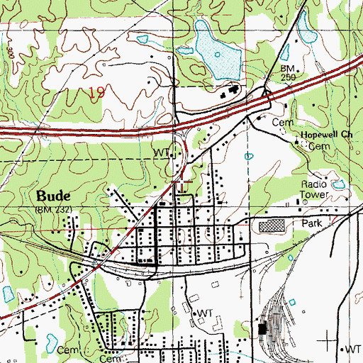 Topographic Map of Jeanes School, MS