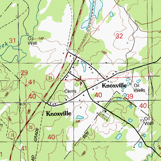 Topographic Map of Knoxville Methodist Church, MS