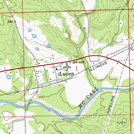 Topographic Map of Lucien Cemetery, MS