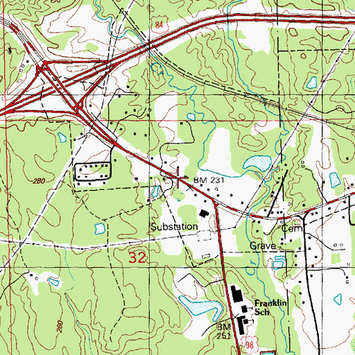 Topographic Map of Mulkey Cemetery, MS