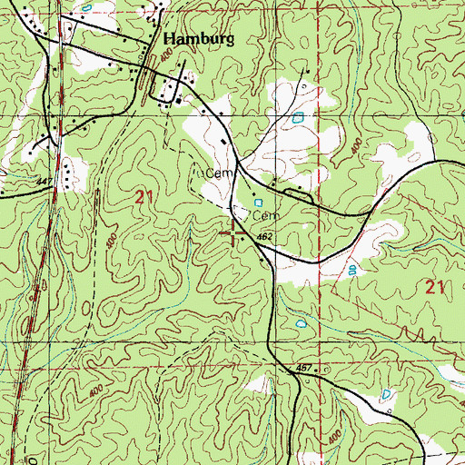 Topographic Map of Mundy Cemetery, MS