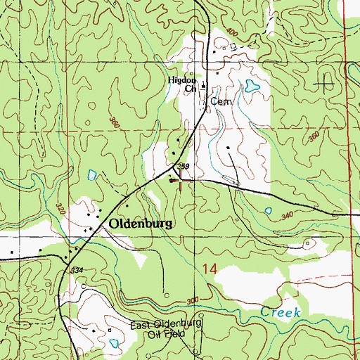 Topographic Map of Oldenburg Cemetery, MS