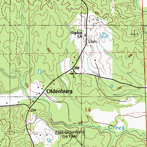 Topographic Map of Oldenburg Church, MS