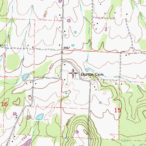 Topographic Map of Bolton Cemetery, AR