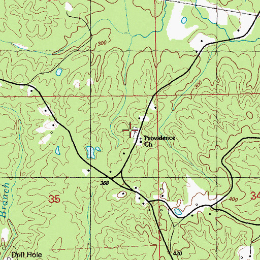 Topographic Map of Providence Cemetery, MS