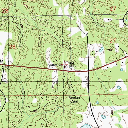Topographic Map of Siloam Cemetery, MS