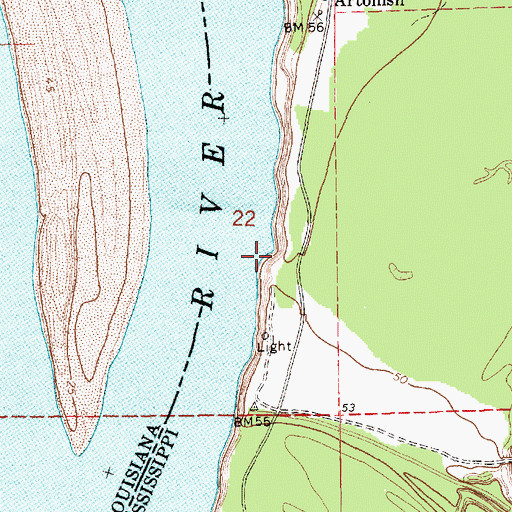 Topographic Map of Artonish Landing, MS
