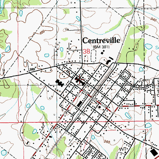 Topographic Map of Field Memorial Community Hospital, MS