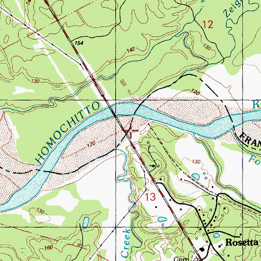 Topographic Map of Harvard Ferry (historical), MS