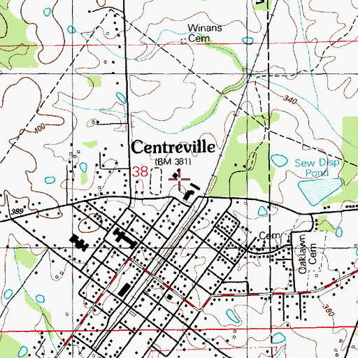 Topographic Map of William Winans Attendance Center, MS