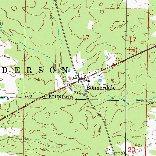Topographic Map of Bonnerdale, AR