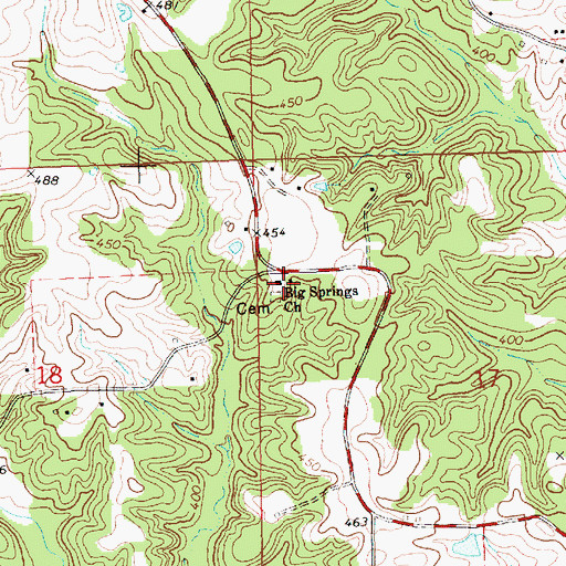 Topographic Map of Big Springs School (historical), MS