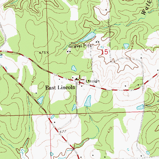 Topographic Map of East Lincoln Consolidated School (historical), MS